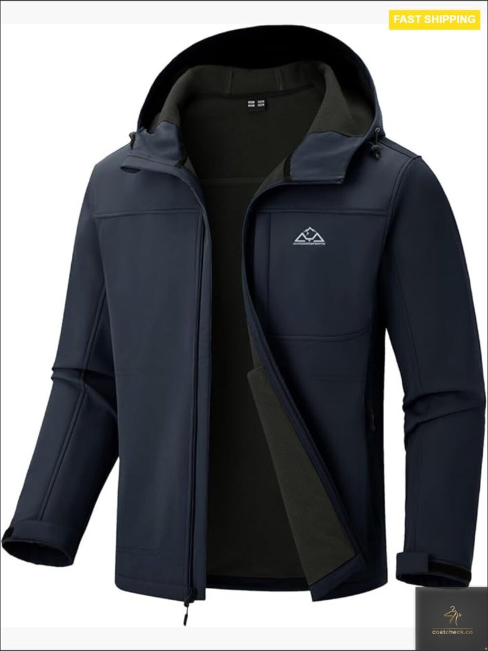 Men's Fleece Lined Hooded Windbreaker Jacket Water Resistant Insulated Softshell